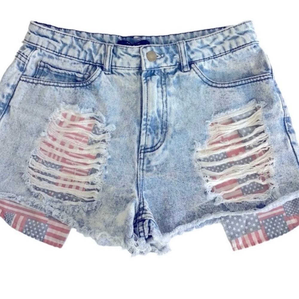 Forever 21 Flag Jean Shorts Sz 27